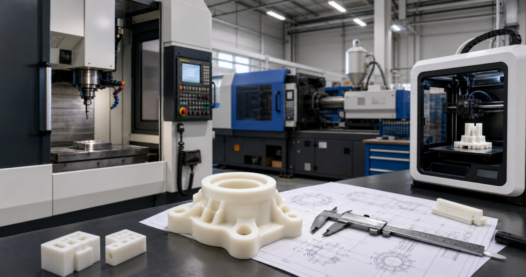 CNC加工、射出成形、3Dプリント設備を備えたナイロン加工サービス工場
